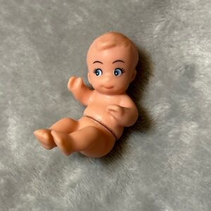 Mini 2.75 Plastic Baby Blonde Blue Eyes Laying Reaching Arms Feet Up Mini Doll